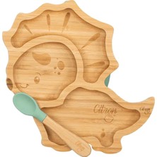 Dino Organik Bambu Vakum Tabanlı Çocuk Yemek Takımı