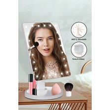 Dempower Kare Şekildeki Beyaz Ayarlanabilir Led Işıklı Makyaj Aynası Profesyonel Makyaj için İdeal