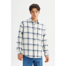 %100 Pamuk Relaxed Fit Rahat Kesim Klasik Yaka Ekose Cepli Gömlek