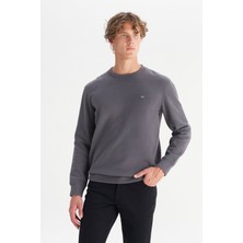 Pamuklu Regular Fit Normal Kesim Bisiklet Yaka Selanik Örgü Sweatshirt