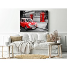 Kırmızı Mini Cooper - Ahşap Mdf Tablo