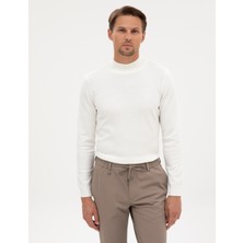 Pierre Cardin Erkek Ekru Slim Fit Yarım Balıkçı Yaka Basic Triko Kazak 50315457-VR019