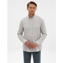 Pierre Cardin Erkek Açık Gri Regular Fit Uzun Kollu Gömlek 50311380-VR001