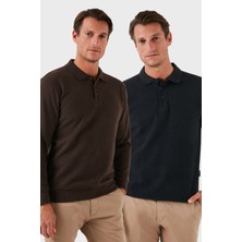 Buratti Pamuk Karışımlı Regular Fit 2'li Paket Polo Yaka Kazak Erkek Polo Yaka Kazak 456223S2