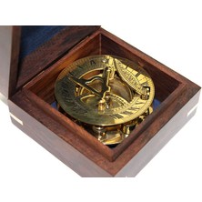 Ahşap Kutulu Pirinç Güneş Saati ve Pusula Modeli