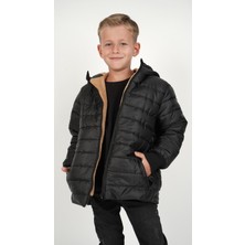 Erkek Çocuk Su ve Rüzgar Geçirmez Içi Kürklü Kapişonlu Mont
