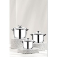 Tac Bengü Pro 6 Parça Çelik Tencere Set 8095 (16-18-20)