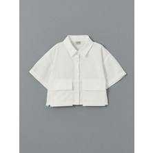 Lc Waikiki Yeni Sezon Basic Kısa Kollu Kız Çocuk Crop Gömlek