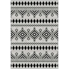 Aren Halı Corso Geometrik Beyaz Polyester ve Pamuklu Yıkanabilir Kaydırmaz Taban Dijital Baskı Halı