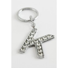 Depomix Gümüş Renkli Taşlı Harf Anahtarlık-K