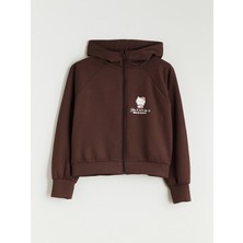 Lc Waikiki Yeni Sezon Kapüşonlu Hello Kitty Baskılı Kız Çocuk Fermuarlı Sweatshirt