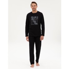 Pierre Cardin Erkek Siyah Pijama Takımı Düz Desenli Standart Fit Ev Giyimi 50322653-001