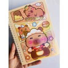 Capybara Kapibara Defter Spiralli Çizgili Yaldızlı Parlak Kapak