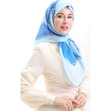 Geometrik Desenli Eşarp 70293-05 Mavi Indigo