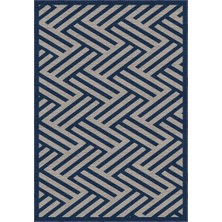 Clota Modern Lacivert Polyester ve Pamuklu Yıkanabilir Kaydırmaz Taban Dijital Baskı Halı