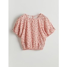 Lc Waikiki Yeni Sezon Bisiklet Yaka Çiçekli Kız Çocuk Crop Bluz