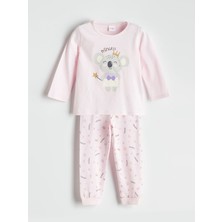 Lc Waikiki Yeni Sezon Bisiklet Yaka Baskılı Uzun Kollu Kız Çocuk Pijama Takımı
