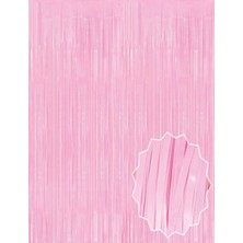 Soft Pembe Püsküllü Kapı Perdesi - Parti, Baby Shower, Cinsiyet Partisi 1x2 M