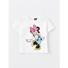 Lc Waikiki Yeni Sezon Bisiklet Yaka Minnie Mouse Baskılı Kız Bebek Tişört