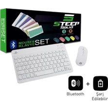 Steep Solid Magic Beyaz Şarjlı Bluetooth Klavye Mouse Set