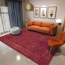 Aren Halı Gerva Çerçeveli Kırmızı Polyester ve Pamuklu Yıkanabilir Kaydırmaz Taban Dijital Baskı Halı