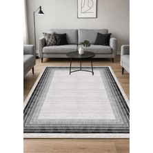 Siyah Gri Dijital Baskı Salon Halısı Kaymaz Tabanlı Yıkanabilir Halı Yolluk