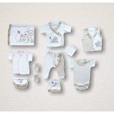 Minik Sincap Nakışlı %100 Cotton Antibakteriyel 10LU Zıbın Takımı Hastane Çıkışı