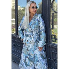 Ithal Dokuma Kumaş Önden Kuşak Bağlamalı Kadın Ceket