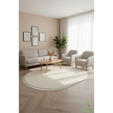 Serenita Home Post/peluş Yıkanabilir Kaymaz Taban Yumşacık Krem Saçaklı Modern ve Şık Salon Oturma Odası Mutfak Çocuk Odası Koridor Antre Halısı