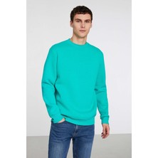 Grimelange Travıs Erkek Yumuşacık Kumaşlı Regular Fit Yuvarlak Yakalı Yeşil Sweatshirt