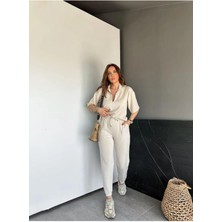 Gri Yaka ve Paçası Fermuarlı Takım