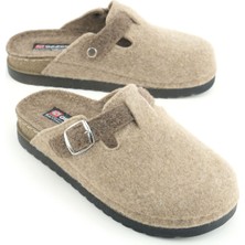 Gezer Kadın Kışlık Rahat Taban Tek Toka Ayarlanabilir Keçe Ev Bahçe Terlik