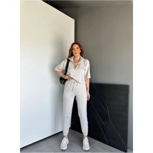 Gri Yaka ve Paçası Fermuarlı Takım