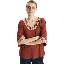 Lc Waikiki Yeni Sezon V Yaka Desenli Kadın Bluz