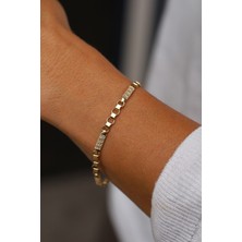 14 Ayar Altın Baget Plakalı Zincir Bileklik