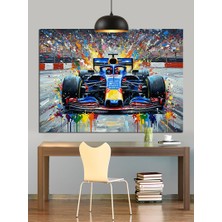 Hızlı Yarış Otomobili Formula 1 Pisti Detayı Dekoratif Kanvas - Mdf Ahşap Tablo