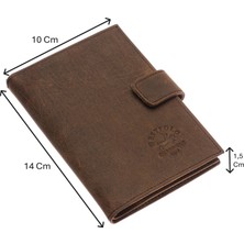 Westpolo Hakiki Eskitme Deri Patlı ve Bol Kart Bölmeli Unisex Portföy Cüzdan - G6 Kahverengi