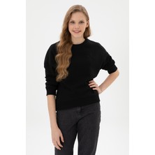 U.S. Polo Assn. Kadın Siyah Bisiklet Yaka Basic Sweatshırt 50313565-VR046