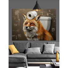 Tuvalet Kağıdı ve Tilki Dekoratif Kanvas - Mdf Ahşap Tablo