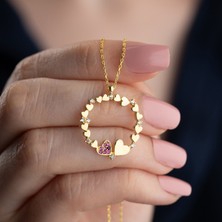 Vaoov 925 Ayar Gümüş Kalp Çemberi Gold Kolye