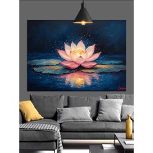 Parlak Pembe Lotus Çiçeği Görüntüsü Dekoratif Kanvas - Mdf Ahşap Tablo