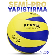 Semi-Pro Voleybol Topu Lamineli Beton Zemin Softtouch Iç-Dış Mekana Uygun 8 Panel Sarı-Mavi GSV103