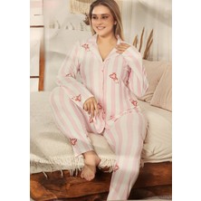 Mirano  Süet Battal Beden Düğmeli Anne Pijama Takımı