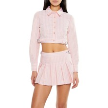 F21 Çizgili Crop Gömlek
