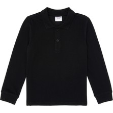 U.S. Polo Assn. Erkek Çocuk Siyah Basic Polo Yaka Sweatshirt 50313790-VR046