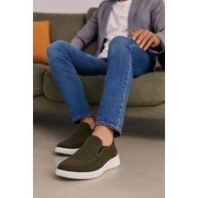 Growish GR0398 Hakiki Nubuk Deri Haki Renk Delik Desenli Hafif Beyaz Poli Taban Ayakkabı