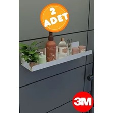 Risingmaber 3m Metal Yapışkanlı Beyaz Mutfak&Banyo Rafı Çok Amaçlı Organizer 2 Adet Modern Tasarım