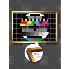 Test Yayın Ekranı Televizon Renkli ve Siyah Kareler Çerçeveli Yatay Kanvas Tablo