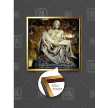 Pieta Heykeli Meryem Ana Hz Isa Mermer Michelangelo Heykel Çerçeveli Kare Kanvas Tablo