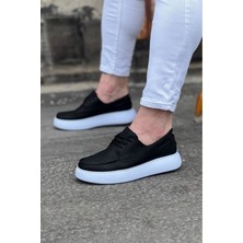 Siyah Cilt Ortopedik Taban Erkek Casual Ayakkabı